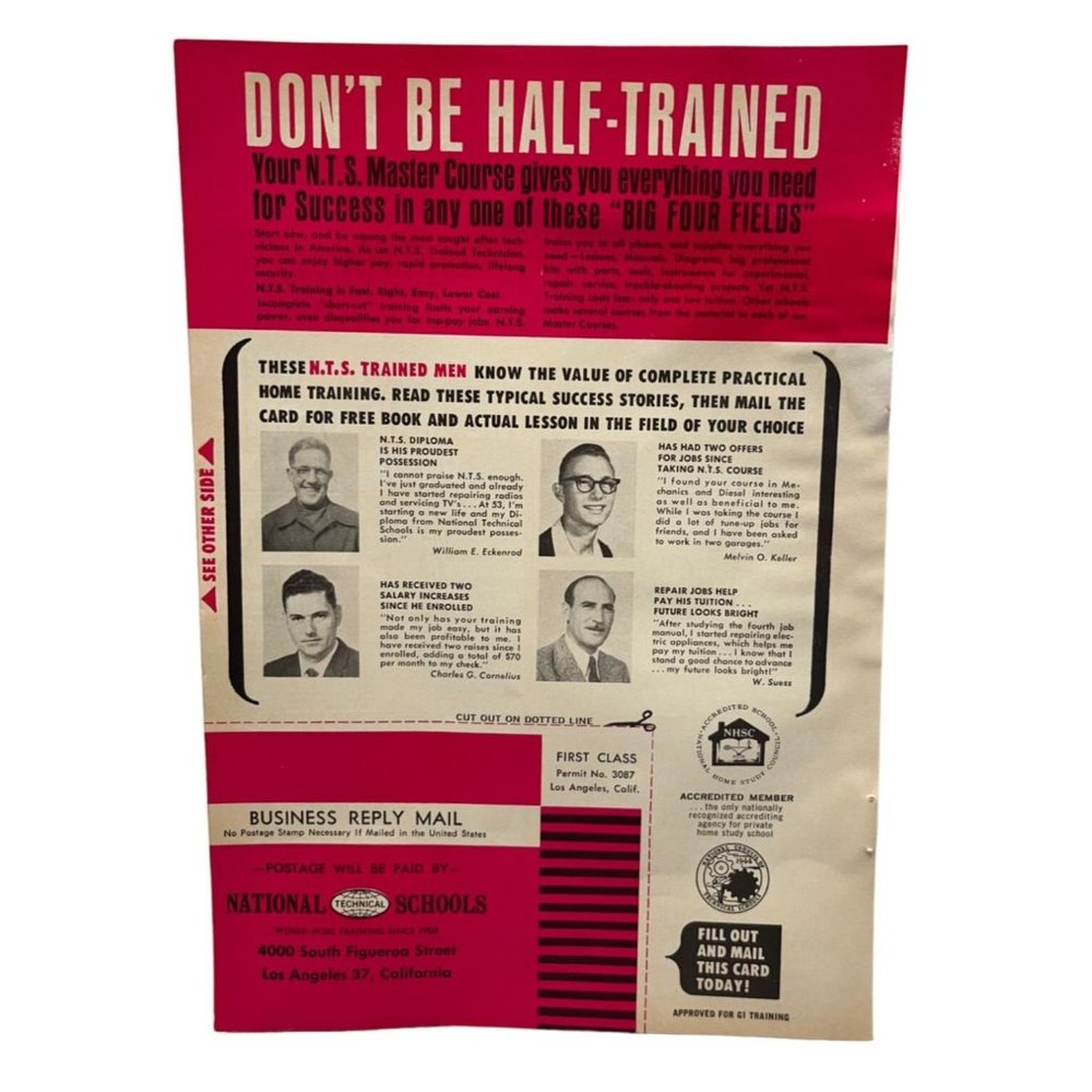 Vintage 1963 Print Ad National Technical Correspondence Schools Original Color
